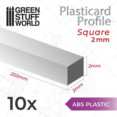 GSW 9193 ABS Plasticard - Profile SQUARED ROD 2mm (op. 10szt)