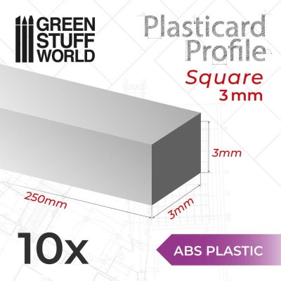 GSW 9194 ABS Plasticard - Profile SQUARED ROD 3mm (op. 10szt) 
