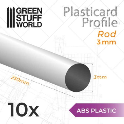 GSW 9174 ABS Plasticard - Profile ROUND ROD 3mm (op. 10szt)