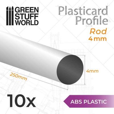 GSW 9184 ABS Plasticard - Profile ROUND ROD 4mm (op. 10szt)