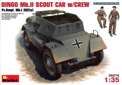 MINIART 35074 1:35 DINGO Mk.II SCOUT CAR w/CREW Pz.Kmpf. Mk.I 202(e)