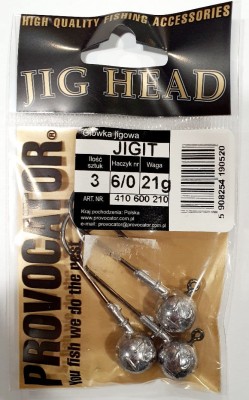 GŁÓWKA JIGOWA PROVOCATOR hak nr 6/0 waga 21g opak. 3szt