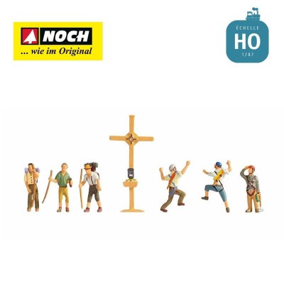 NOCH 15874 1:87 H0 FIGURKI Mountain Hikers with Cross (Wędrowcy górscy z krzyżem)