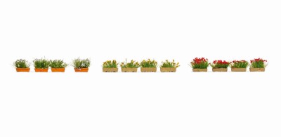 NOCH 14009 Flower Boxes - blooming red, white and yellow (skrzynki z kwiatami)