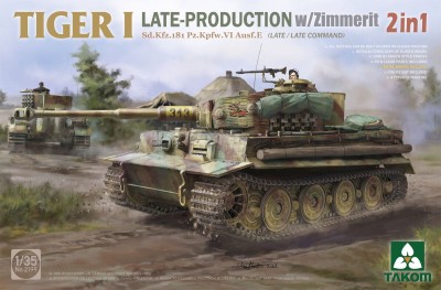TAKOM 2199 1:35 Tiger I Late-Production With Zimmerit Sd.Kfz.181 Pz.Kpfw.VI Ausf.E (Late / Late Command) 2 In 1