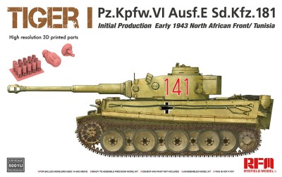 RYE FIELD MODEL RM5001U 1:35 Tiger I Pz.Kpfw.VI Ausf.E Sd.Kfz.181 Initial Production Early 1943 North African Front / Tunisia