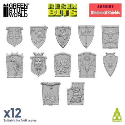 GSW 12789 3D printed - Old World Medieval Shields (SET 12pcs)