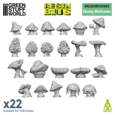GSW 11621 3D printed - Chunky Mushrooms (SET 22pcs) (grube grzyby)