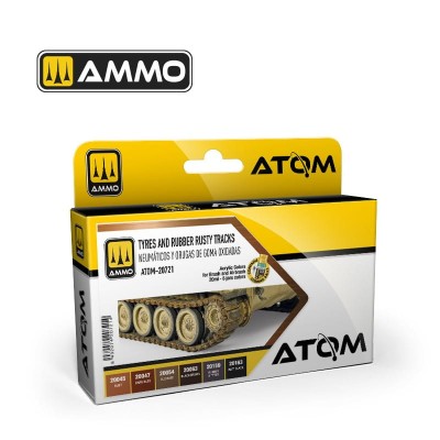 AMMO 20721 ATOM Tyres and Rubber Rusty Tracks Set [PAINT SET]