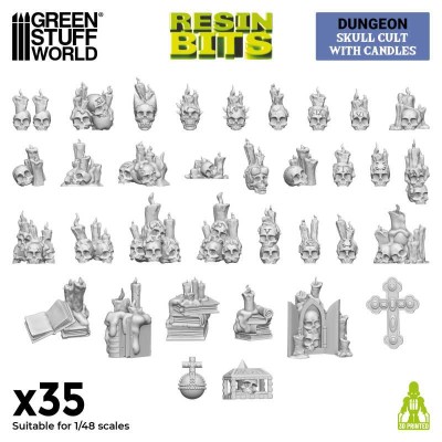 GSW 13299 3D printed - Skull Cult with candles (SET 35pcs) (Czaszki ze świecami)