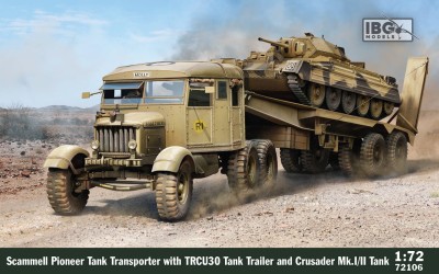 IBG 72106 1:72 Scammell Pioneer Tank Transporter with TRCU30 Tank Trailer and Crusader Mk.I/II Tank 