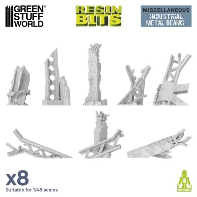 GSW 13206 3D printed - Industrial Metal Beams (SET 8pcs) (Belki metalowe przemysłowe)