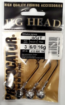 GŁÓWKA JIGOWA PROVOCATOR hak nr 6/0 waga 16g opak. 3szt