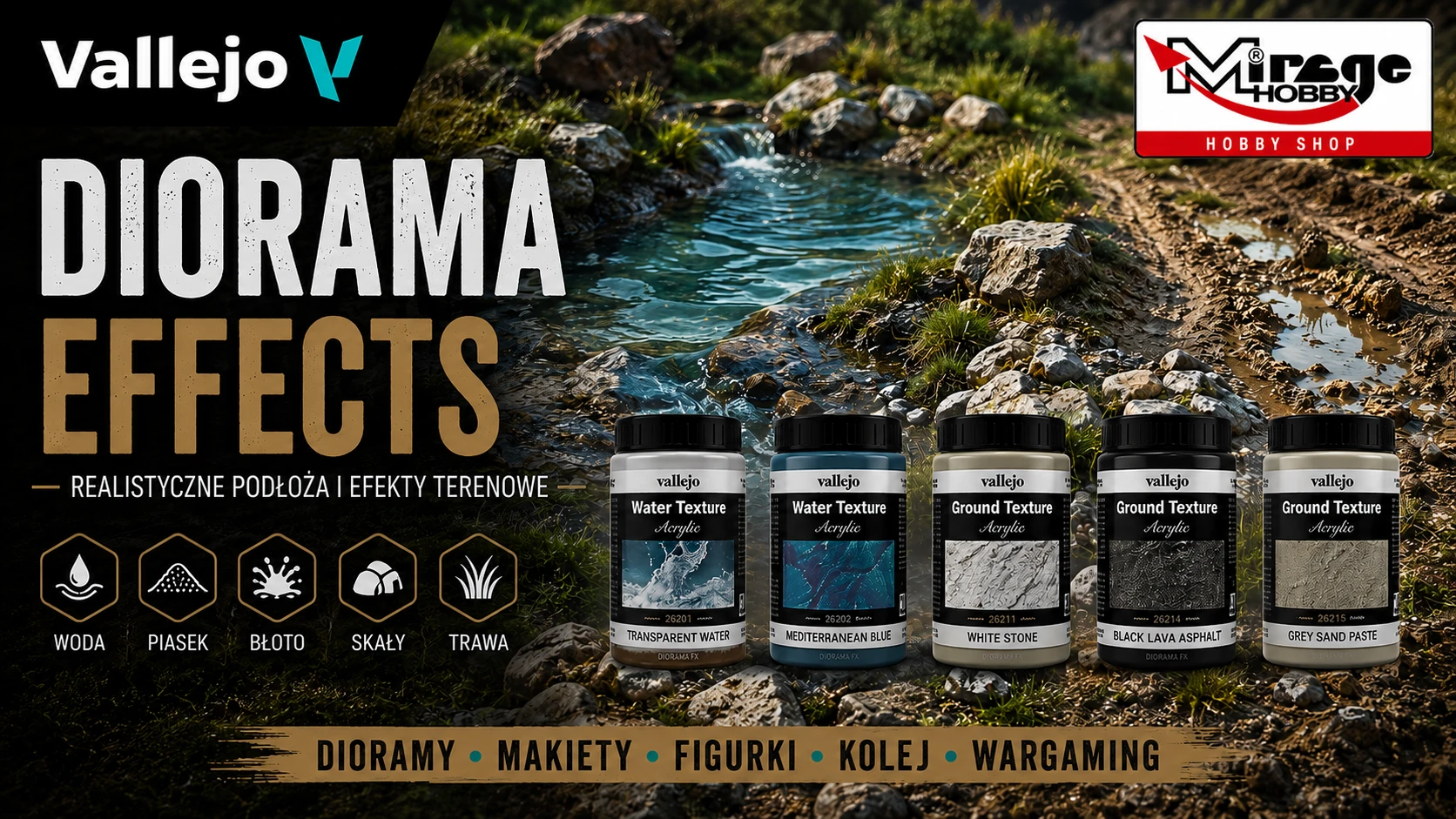Vallejo Diorama Effects – efekty terenowe do dioram, makiet i figurek