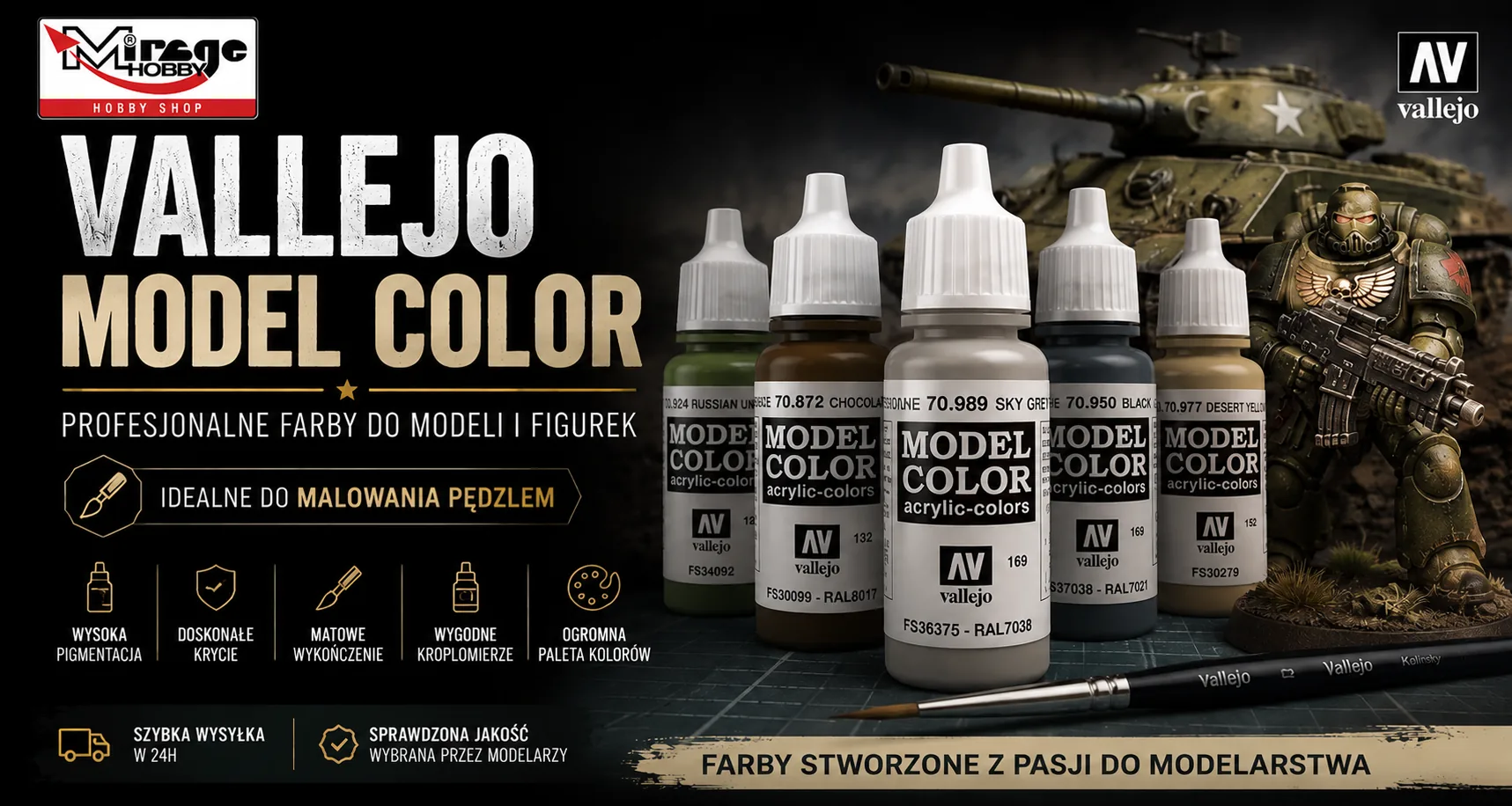 Vallejo Model Color – farby modelarskie do modeli i figurek