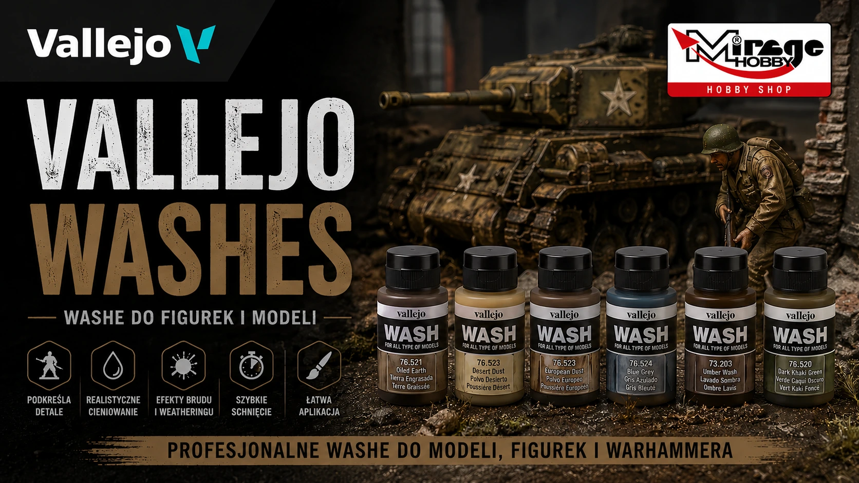 Vallejo Washes – washe do figurek i modeli