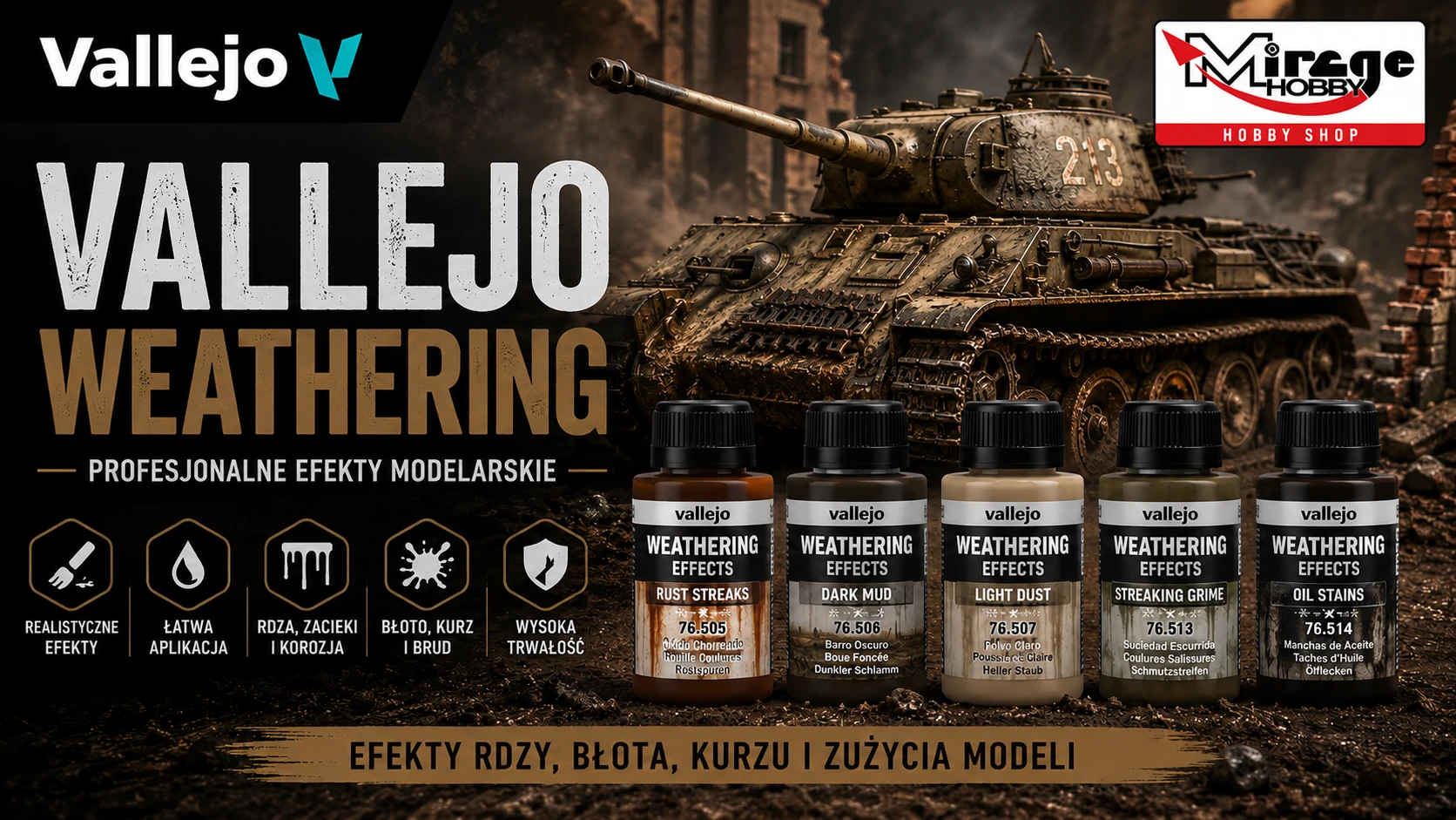 Vallejo Weathering – efekty rdzy, błota, kurzu i zużycia modeli